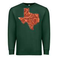 Sports Green Texas Map Western Tooled Leather Pattern Premium Sweatshirt - Bettercallsaul