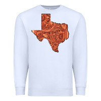 White Texas Map Western Tooled Leather Pattern Premium Sweatshirt - Bettercallsaul