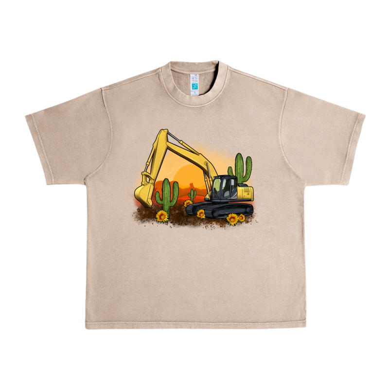 Excavator Cactus Sunflower Sunset Urban Heavy Tee by Artiststas | Teevron