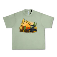Oil Green excavator cactus sunflower sunset Urban Heavy Tee - Artiststas