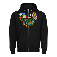 Black teacher heart Zipper Hoodie - NancyCooperArtShop