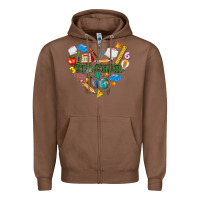 Chestnut teacher heart Zipper Hoodie - NancyCooperArtShop
