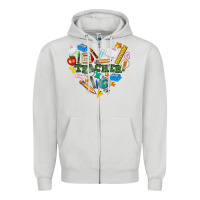 Dove Grey teacher heart Zipper Hoodie - NancyCooperArtShop