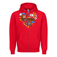 Red teacher heart Zipper Hoodie - NancyCooperArtShop