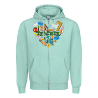 Seafoam teacher heart Zipper Hoodie - NancyCooperArtShop