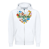 White teacher heart Zipper Hoodie - NancyCooperArtShop