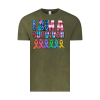 Vintage Olive i am a survivor with all cancer ribbons Vintage Tee - AdoDesignShop