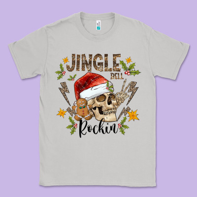 Jingle Bell Rock Black Classic Tee Designed By Cowhidedigitalart
