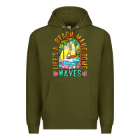 Army Green Life's a beach make some waves Premium Hoodie - NancyCooperArtShop