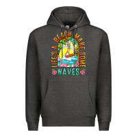 Charcoal Heather Life's a beach make some waves Premium Hoodie - NancyCooperArtShop