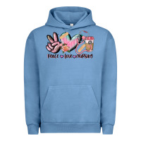 Pigment Pebble Blue peace love nursing Urban Hoodie - CowGirlArtShop