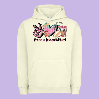 Peace Love Nursing Urban Hoodie Designed By Cowgirlartshop