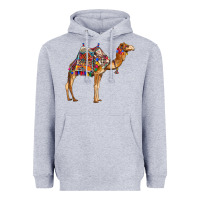 Heather Grey camel with colorful saddle Heavyweight Hoodie - BarkalooDesign