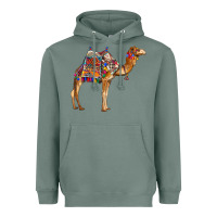 Sage camel with colorful saddle Heavyweight Hoodie - BarkalooDesign