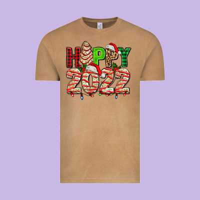 Happy 2022 With Christmas Tree Cake Vintage Tee Designed By Adodesignshop