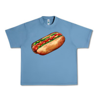 Pebble Blue American hot dog Urban Heavy Tee - AdoDesignShop