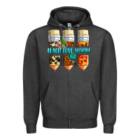 Charcoal Heather teach love inspire Zipper Hoodie - NancyCooperArtShop