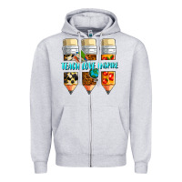 Heather Grey teach love inspire Zipper Hoodie - NancyCooperArtShop