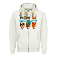 Oatmeal Heather teach love inspire Zipper Hoodie - NancyCooperArtShop