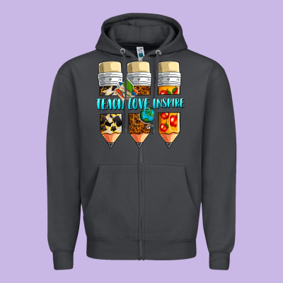 Teach Love Inspire Zipper Hoodie Designed By Nancycooperartshop