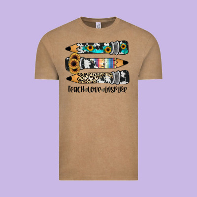 Western Pencils Teach Love Inspire Vintage Tee Designed By Jahusdesignshop
