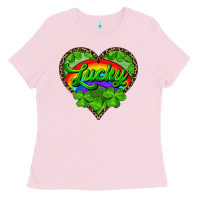 Lucky Heart With Leopard Ladies Tee | Teevron