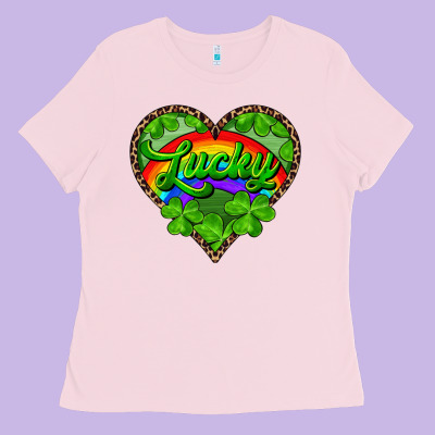 Ladies Tee lucky heart with leopard