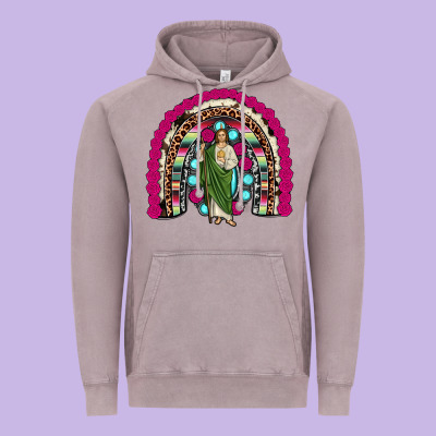 San Judas Rainbow Vintage Hoodie Designed By Jahusdesignshop