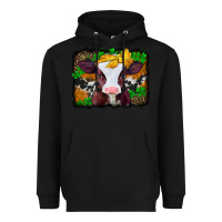 Black st patricks baby cow with leopard background Heavyweight Hoodie - Jasminsmagicworld