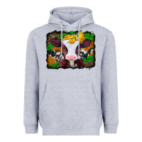 Heather Grey st patricks baby cow with leopard background Heavyweight Hoodie - Jasminsmagicworld