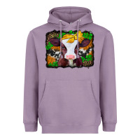 Lavender st patricks baby cow with leopard background Heavyweight Hoodie - Jasminsmagicworld