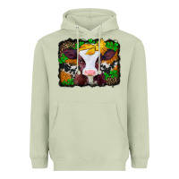 Matcha st patricks baby cow with leopard background Heavyweight Hoodie - Jasminsmagicworld