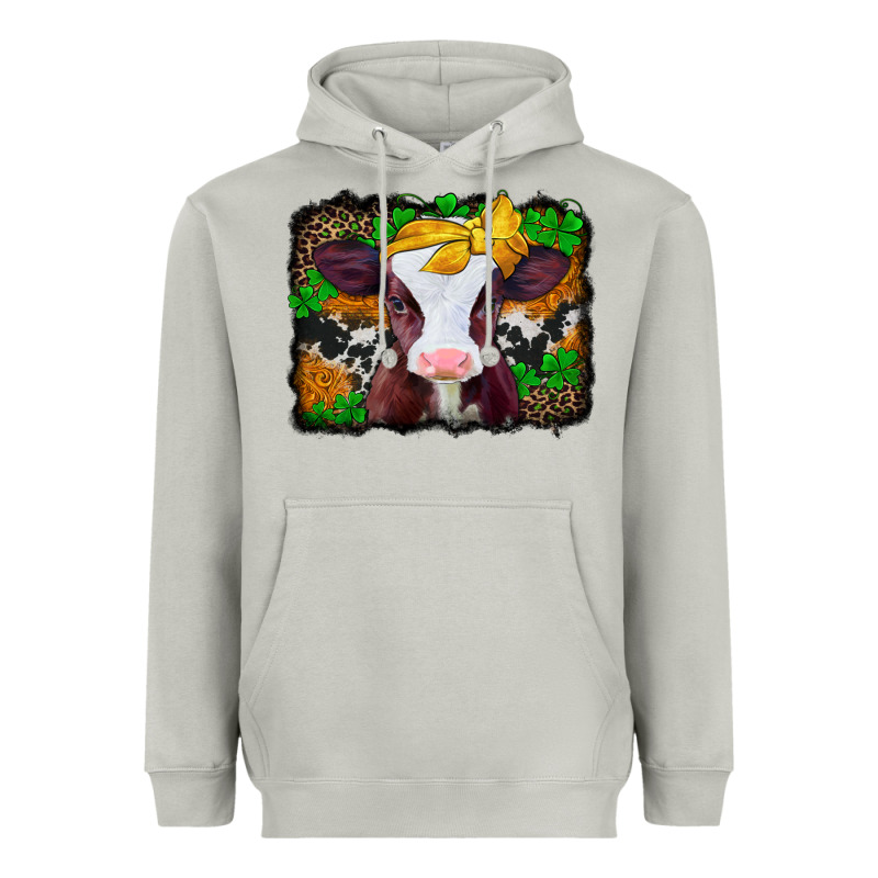 St Patricks Baby Cow With Leopard Background Heavyweight Hoodie by Jasminsmagicworld | Teevron