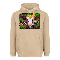 Mushroom st patricks baby cow with leopard background Heavyweight Hoodie - Jasminsmagicworld