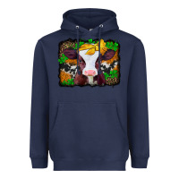 Navy st patricks baby cow with leopard background Heavyweight Hoodie - Jasminsmagicworld