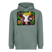 Sage st patricks baby cow with leopard background Heavyweight Hoodie - Jasminsmagicworld