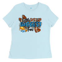 Baby Blue little sister biggest fan football Ladies Tee - Zillion Design Studio