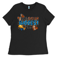 Black little sister biggest fan football Ladies Tee - Zillion Design Studio