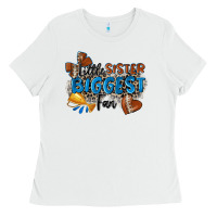 White little sister biggest fan football Ladies Tee - Zillion Design Studio