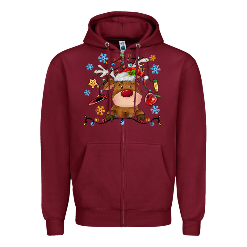 Christmas Deer School Zipper Hoodie by MaliasSmallBusiness | Teevron
