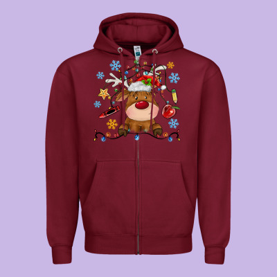 Christmas Deer School Zipper Hoodie Designed By Maliassmallbusiness