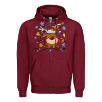 Burgundy christmas deer school Zipper Hoodie - MaliasSmallBusiness