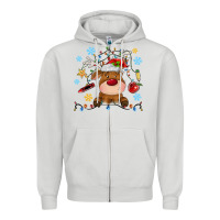 Dove Grey christmas deer school Zipper Hoodie - MaliasSmallBusiness