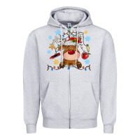 Heather Grey christmas deer school Zipper Hoodie - MaliasSmallBusiness