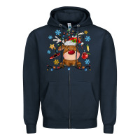 Navy christmas deer school Zipper Hoodie - MaliasSmallBusiness