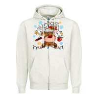 Oatmeal Heather christmas deer school Zipper Hoodie - MaliasSmallBusiness