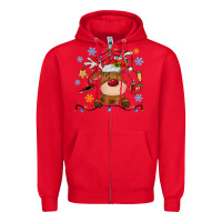 Red christmas deer school Zipper Hoodie - MaliasSmallBusiness