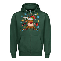 Sports Green christmas deer school Zipper Hoodie - MaliasSmallBusiness