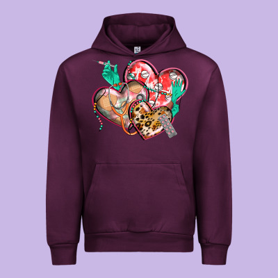 Nurse Hearts Urban Hoodie Designed By Cowgirlartshop