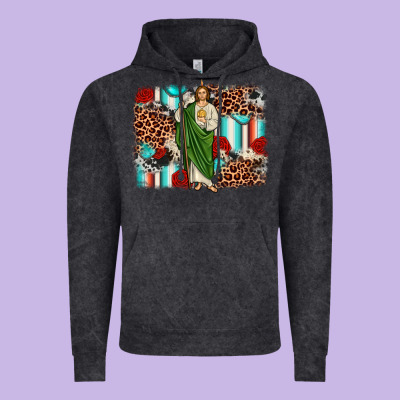 San Judas Leopard Cowhide Background Vintage Hoodie Designed By Jahusdesignshop
